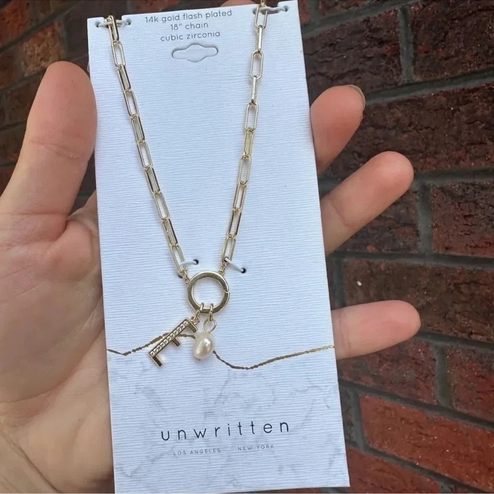 Initial E" Necklace With Pearl Charm - image 3